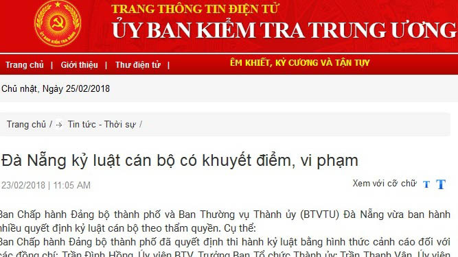 Đà Nẵng kỷ luật nhiều cán bộ chủ chốt