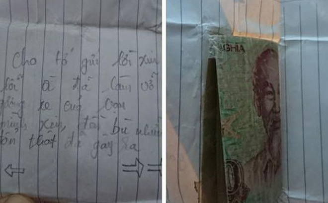 Chiếc gương bị vỡ và tờ 10 nghìn để lại khiến chủ nhân phải lên mạng chia sẻ