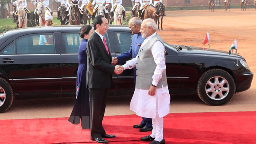 Lễ đón Chủ tịch nước Trần Đại Quang tại Ấn Độ