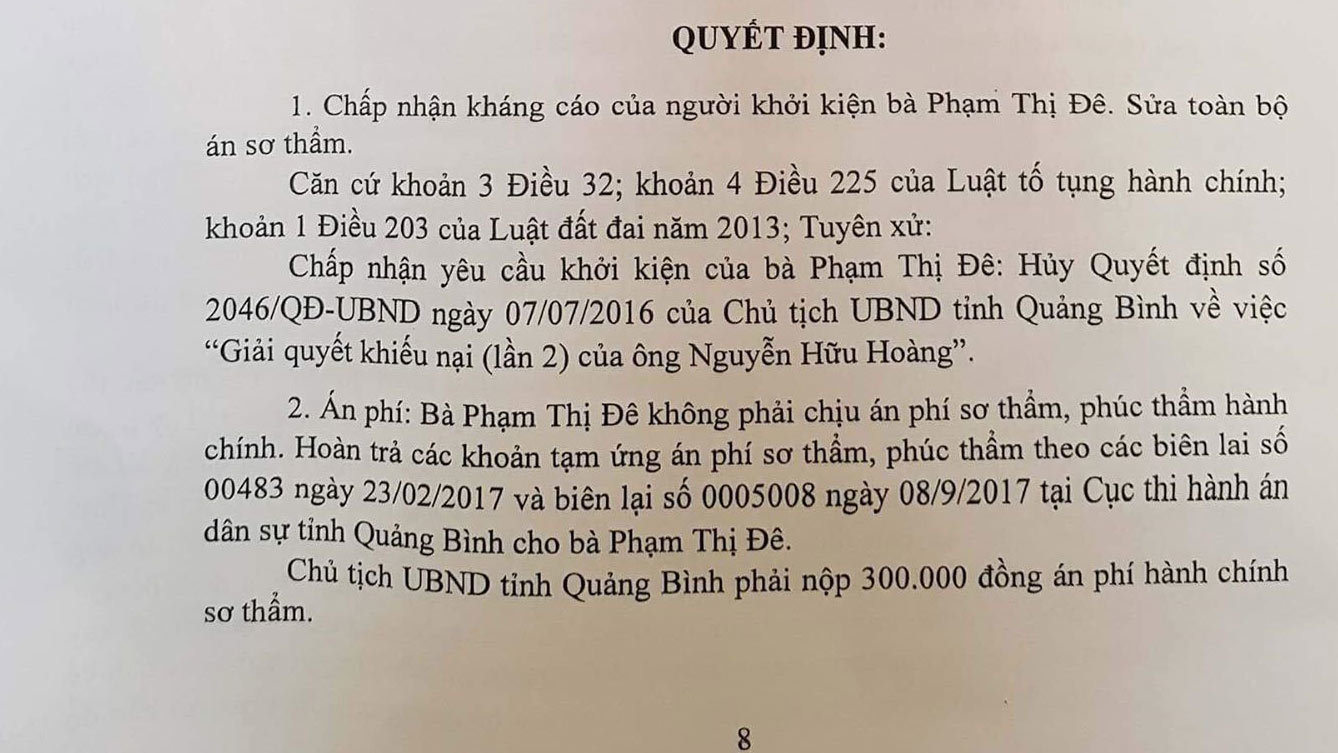 Chủ tịch tỉnh thua kiện 1 người dân