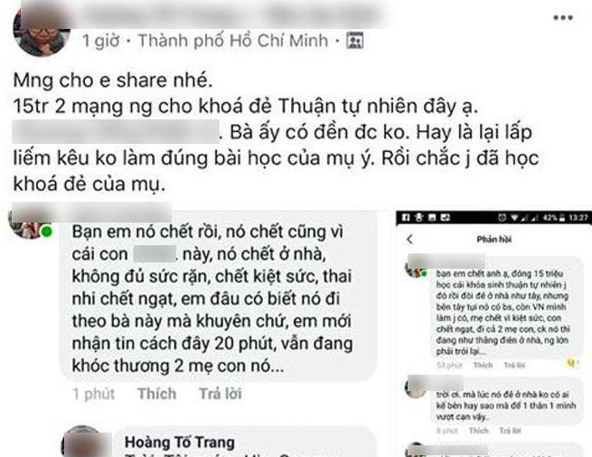 Công an điều tra thông tin vụ 2 mẹ con tử vong vì đẻ thuận tự nhiên