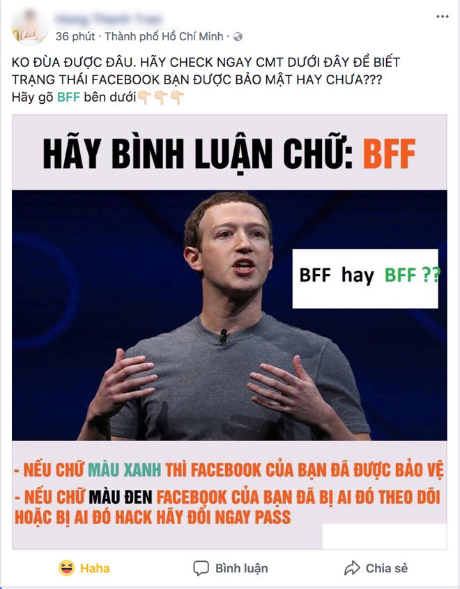 Dân mạng dính trò lừa bình luận 'BFF' để xác minh Facebook
