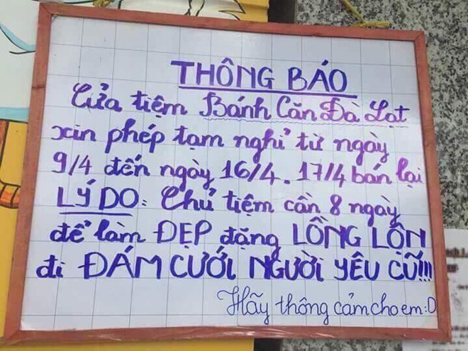 Chủ quán đóng cửa 8 ngày để làm đẹp đi đám cưới người yêu cũ