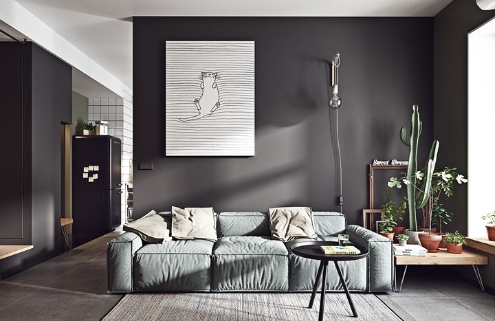 Mẫu phòng khách trang trí giản dị với tông màu xám - HIỆP HỘI BẤT ...