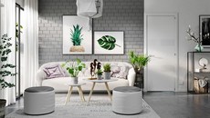 Mẫu phòng khách trang trí giản dị với tông màu xám