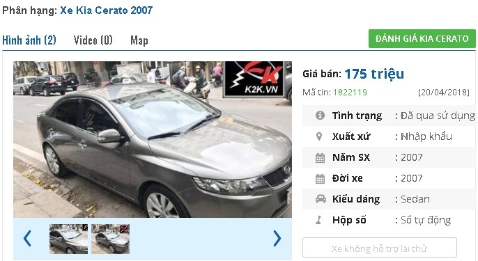 Những chiếc ô tô Kia cũ số tự động rao giá 200 triệu tại Việt Nam