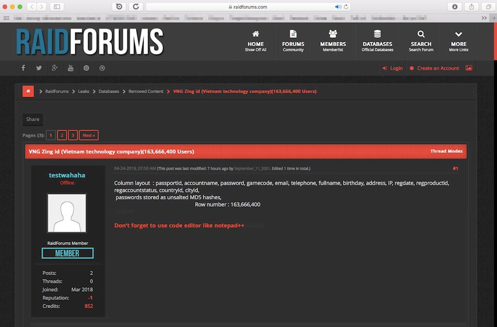 VNG lên tiếng vụ 163 triệu tài khoản Zing ID bị rao bán