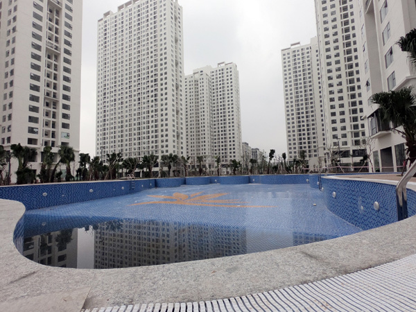 Đài phun nước quảng trường trung tâm giữa 8 tòa nhà chung cư An Bình City