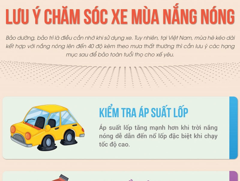 Lưu ý chăm sóc xe mùa nắng nóng