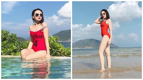 Diễn viên Bảo Thanh diện bikini đỏ rực khoe dáng sexy