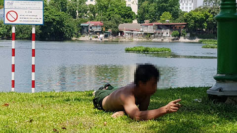 Thanh niên gặm cỏ, nhảy xuống hồ Thiền Quang