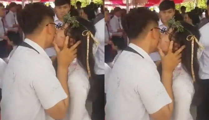 Chàng trai hôn hàng loạt nữ sinh ngày bế giảng