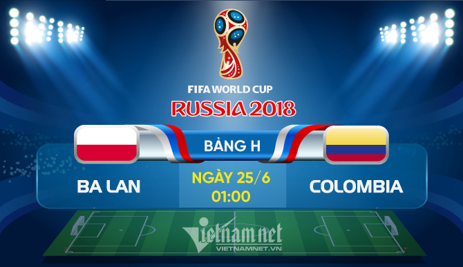 Link xem trực tiếp Ba Lan vs Colombia, 01h ngày 25/6