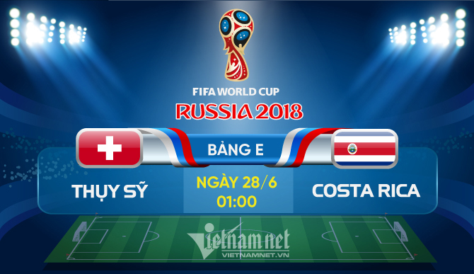 Link xem trực tiếp Thụy Sĩ vs Costa Rica, 01h ngày 28/6