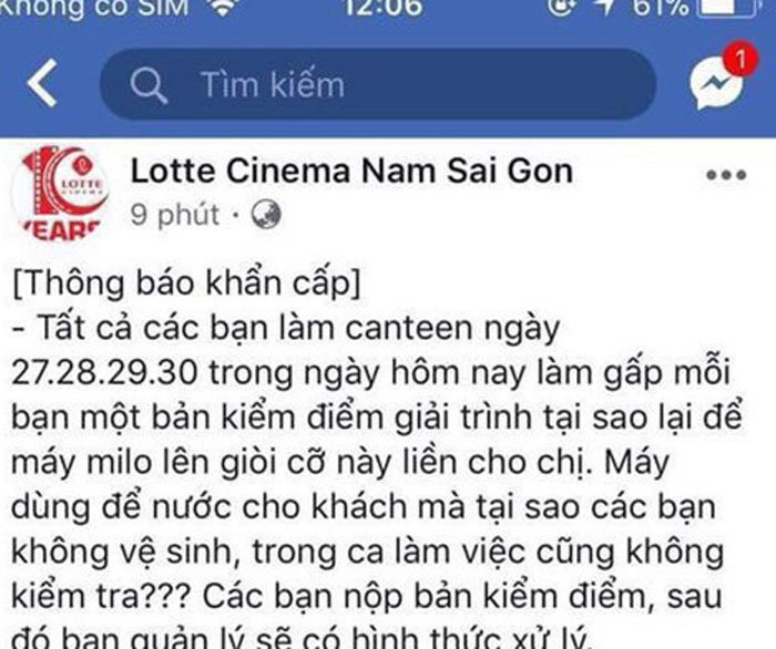 Giòi bò lúc nhúc trong máy bán sữa ở Lotte Cinema