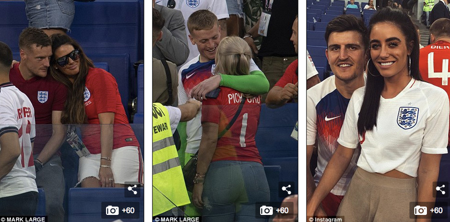 Các tuyển thủ Anh được vợ, người yêu ôm chặt vì chiến thắng tại World Cup