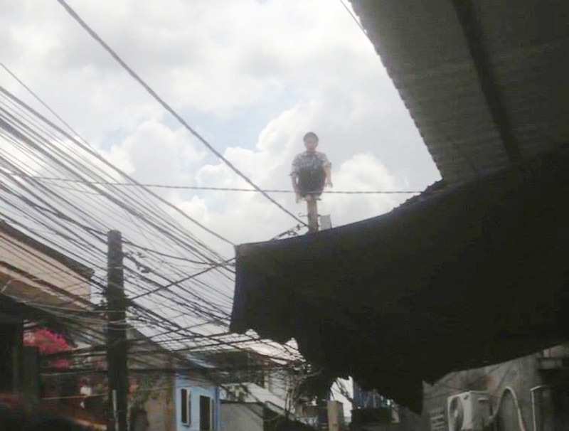 Ngáo đá leo cột điện