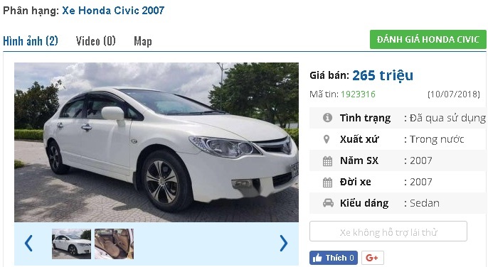 Chiếc ô tô Honda cũ này đang rao bán tầm giá 200 triệu tại Việt Nam