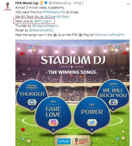 FIFA gây tranh cãi khi phát nhạc thất tình Kpop ở World Cup