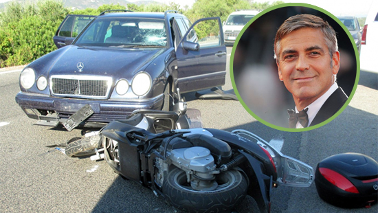 George Clooney bị ô tô đâm, hất lên không trung 6 mét