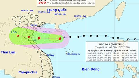 Bão Sơn Tinh tăng cấp, sẽ áp sát Thái Bình đến Hà Tĩnh