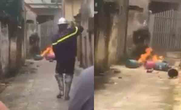 Hà Nội: Con rể mang 4 bình gas đến nhà bố vợ châm lửa đốt
