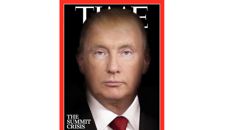 Tạp chí Mỹ gây sốc vì đăng ảnh bìa hợp nhất mặt Trump - Putin