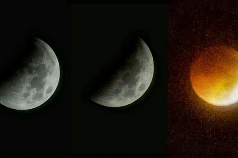 Cận cảnh mặt trăng bị nuốt - nguyệt thực ở Trà Vinh