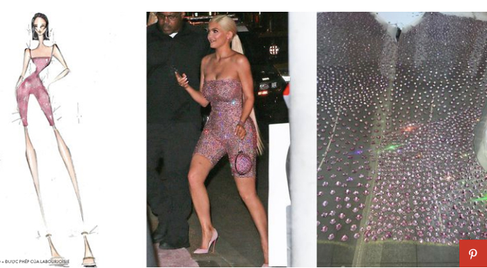 Kylie Jenner diện jumpsuit trong suốt đính pha lê mừng sinh nhật