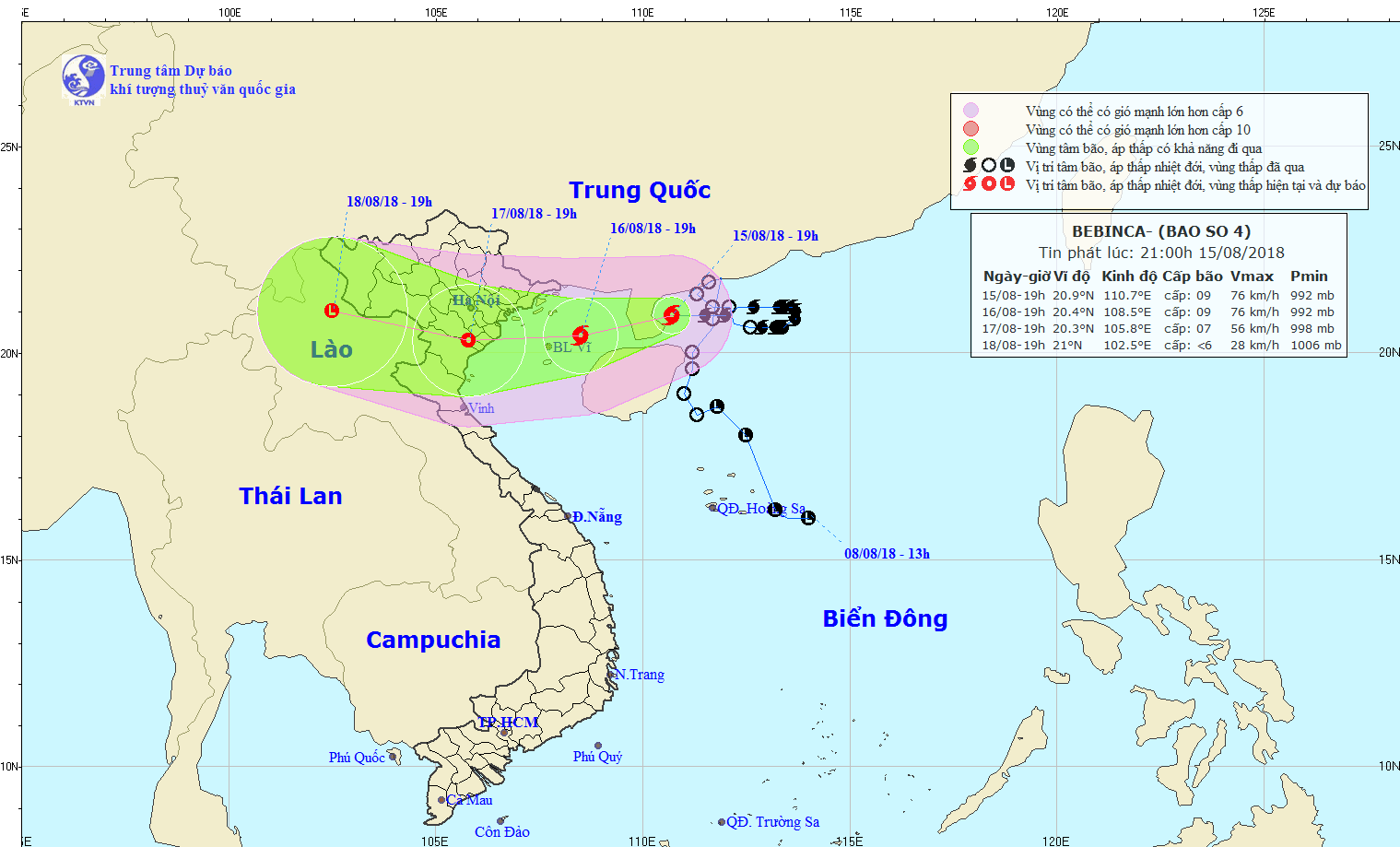 Dự báo thời tiết 16/8: Bão Bebinca giật cấp 11 đi vào vịnh Bắc Bộ