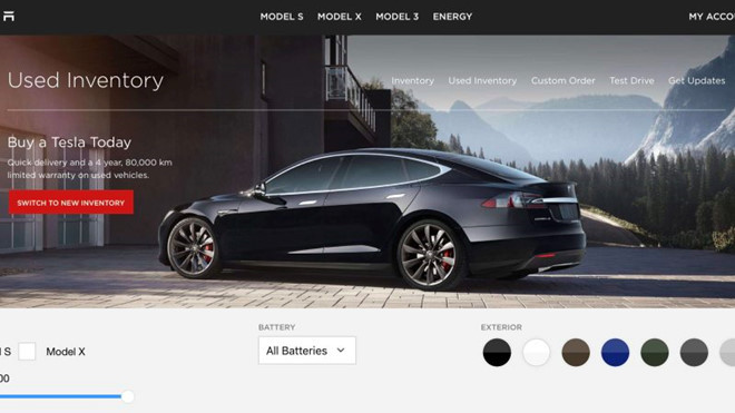 Trang web của Tesla bị sập