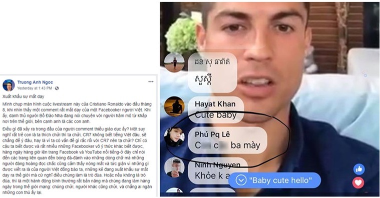 Facebooker Việt chửi CR7 qua livestream: Nạn “ngôn từ rác” trên MXH