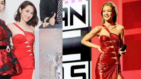Bảo Anh diện váy nhái Versace từng được Gigi Hadid mặc cách đây 2 năm?