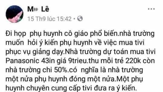 Công an thông tin chính thức việc mời phụ huynh lên làm việc lạm thu tại trường học