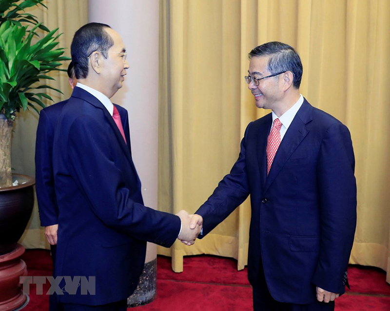 Chủ tịch nước Trần Đại Quang tiếp ông Chu Cường, Chánh án Toà án nhân dân Tối cao Trung Quốc