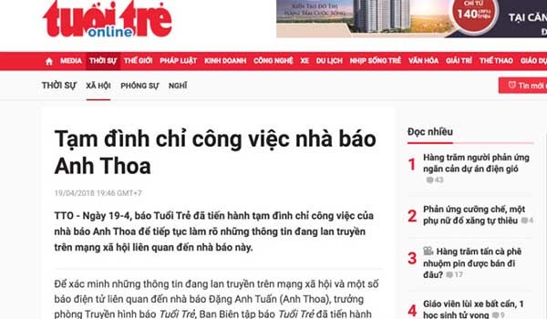 Công an kết luận vụ nhà báo Anh Thoa bị tố xâm hại tình dục