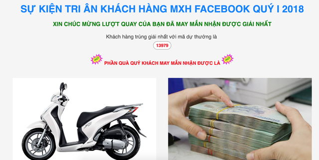Tái diễn trò lừa đảo tặng xe SH cho người dùng Facebook