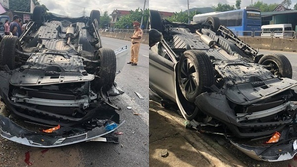 Phó giám đốc Sở TN&MT Đà Nẵng đâm xe lật ngửa, vợ tử vong