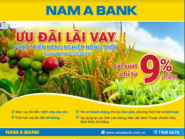 Nam A Bank ưu đãi lãi vay khu vực miền Trung, Tây Nguyên