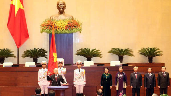 Hình ảnh Chủ tịch nước Nguyễn Phú Trọng tuyên thệ nhậm chức