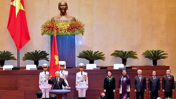 Hình ảnh Chủ tịch nước Nguyễn Phú Trọng tuyên thệ nhậm chức
