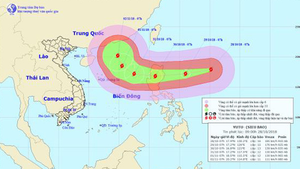Siêu bão giật trên cấp 17 gần Biển Đông