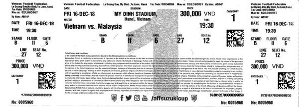 Vé xem tuyển Việt Nam đấu AFF Cup 2018: �Cao nhất là 400 nghìn đồng