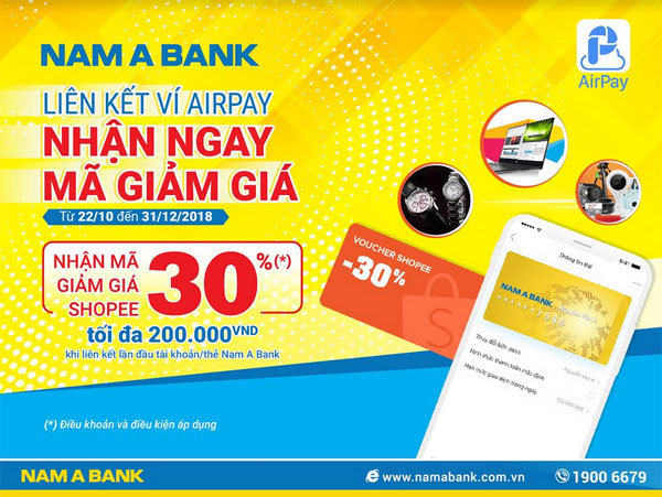 Liên kết ví AirPay, nhận mã giảm 30% trên Shopee