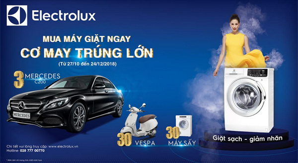 Mua máy giặt Electrolux, cơ hội trúng Mercedes