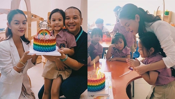 Phạm Quỳnh Anh - Quang Huy bên nhau mừng sinh nhật con gái