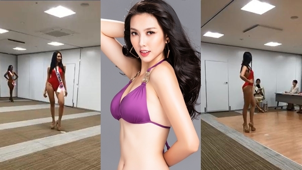 Thùy Tiên nóng bỏng trong phần thi bikini tại Hoa hậu Quốc tế