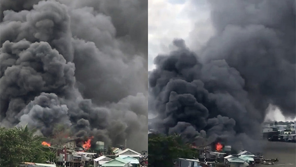 Biển lửa ngùn ngụt thiêu rụi dãy nhà ở chợ nổi Cái Răng