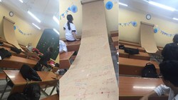 Cô giáo gắn cuộn công thức “khổng lồ” trong lớp để học sinh khỏi quên bài Cô giáo gắn cuộn công thức “khổng lồ” trong lớp để học sinh khỏi quên bài