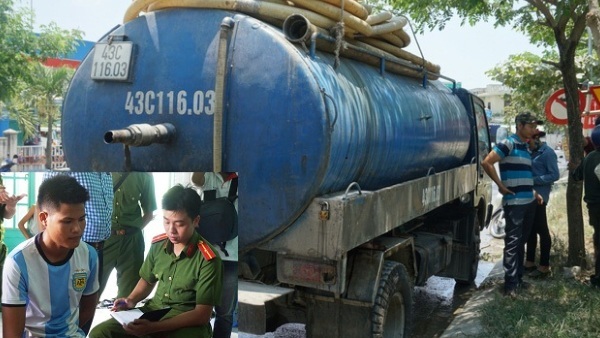 Đà Nẵng: Bắt quả tang tài xế trút cả xe chất thải xuống cống nước